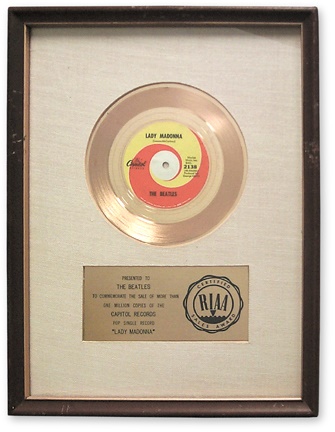 The Beatles "Lady Madonna" RIAA  "White Matte" Gold Record (13 x17" framed)