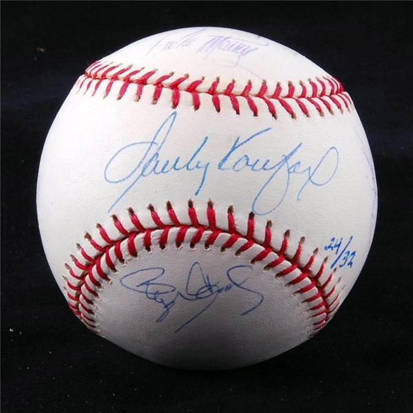 Baseball Autographs - Pitching Triple Crown Koufax, Martinez, Clemens, Carlton & Gooden