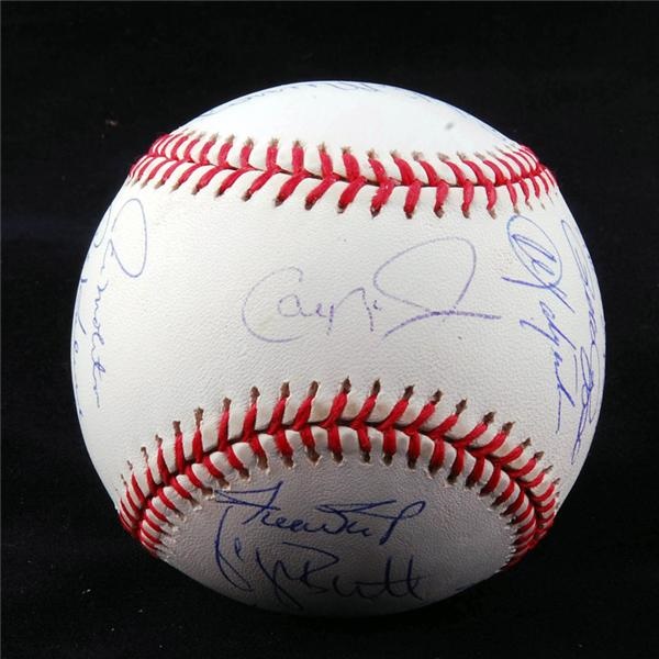 Baseball Autographs - 3,000 Hit Club Signed Baseball with 17 Signatures & STEINER