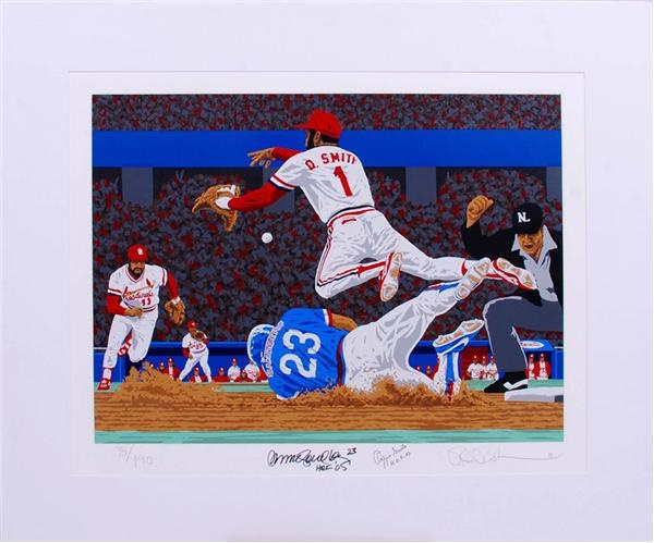 Ozzie Smith and Ryne Sandberg Signed Limited Edition Serigraph by Rick Rush