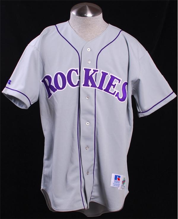 Baseball Equipment - Larry Walker Colorado Rockies Autographed Game Used Road Jersey
