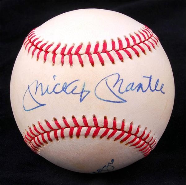 Baseball Autographs - Mickey Mantle, Joe DiMaggio Signed American League Baseball