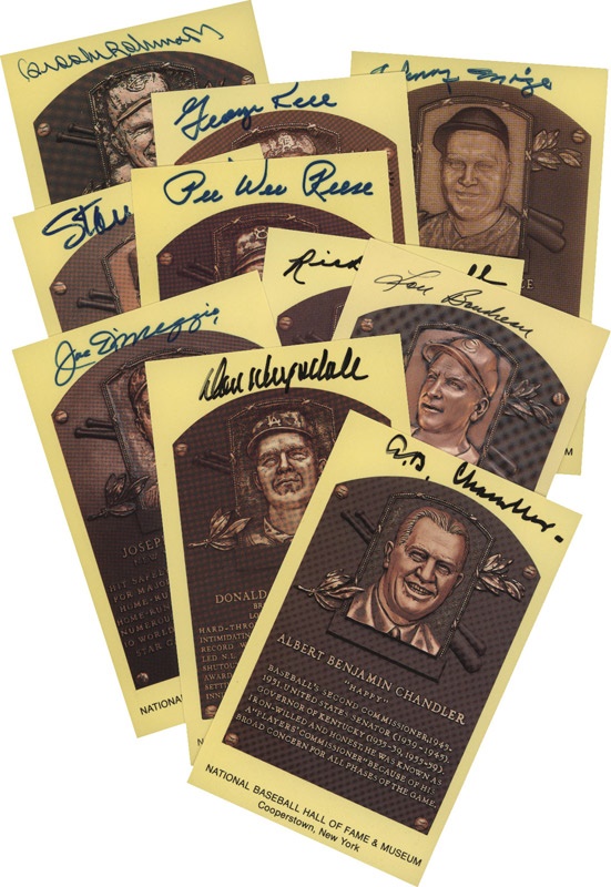 Baseball Autographs - Signed Baseball Hall of Fame Plaque Postcards with Dimaggio (10)