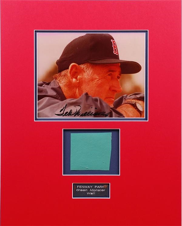 Baseball Autographs - Ted Williams Signed Fenway Park Green Monster Display