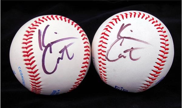 Kevin Costner Single Signed Baseballs (2)