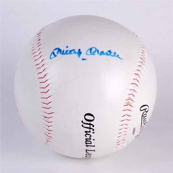 Baseball Autographs - Mickey Mantle Signed Think Big Baseball