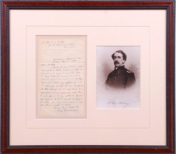 Baseball Autographs - Abner Doubleday Hand Written Letter Signed Framed Display