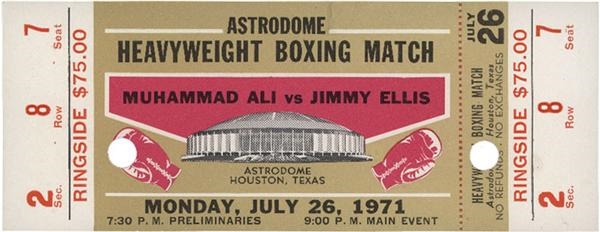 Muhammad Ali & Boxing - 1971 Ali vs Ellis Full Onsite Heavyweight Boxing Ticket