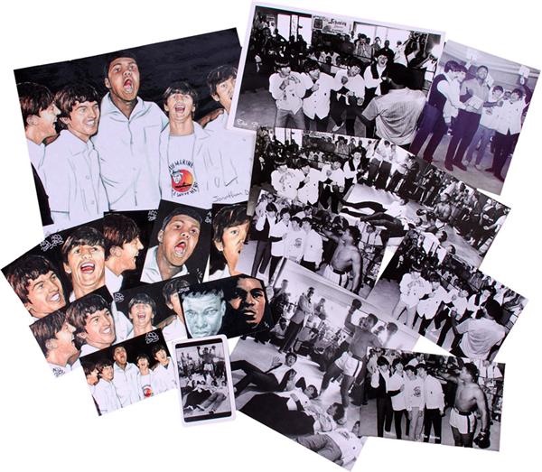 Muhammad Ali & Boxing - (19) Muhammad Ali w/ The Beatles at Fifth St. Gym Prints, signed Lithocards &amp; Postcards.
