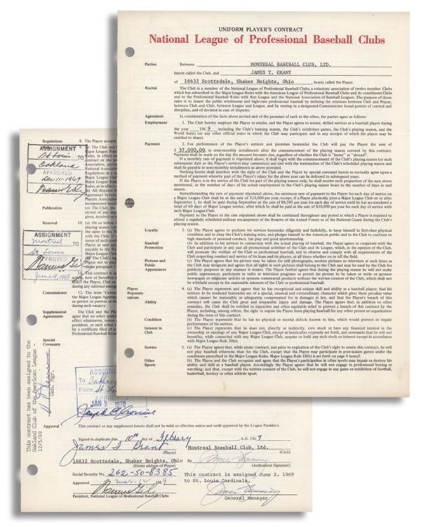 Baseball Autographs - James Mudcat Grant 1969 Montreal Players Contract
