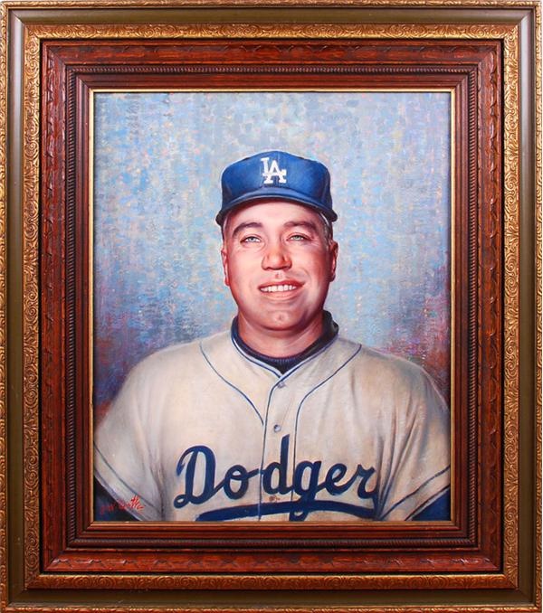 - Vintage 1960s Duke Snider Dodgers Baseball Original Painting