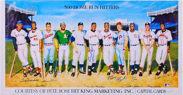 Baseball Autographs - 500 Home Run Club Signed Poster with (10) Signatures