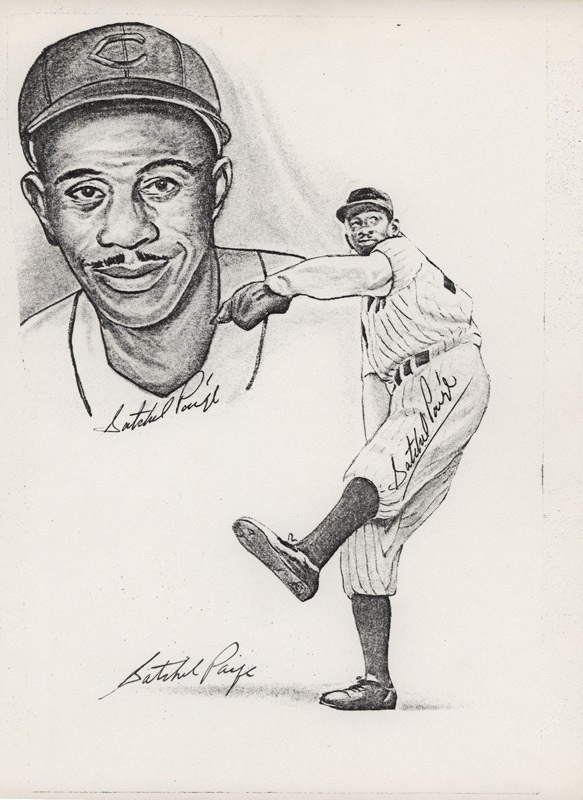 Baseball Autographs - Hall of Famer Satchel Paige Signed Print