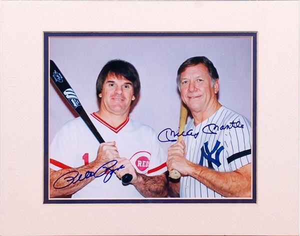 Mickey Mantle and Pete Rose Signed 8 x 10'' Photo