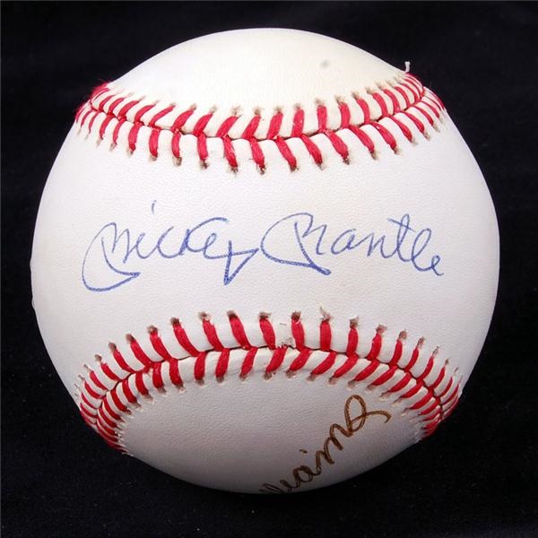 Baseball Autographs - Mickey Mantle and Ted Williams Signed Baseball