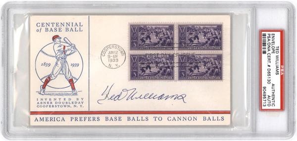 Baseball Autographs - Ted Williams Signed 1939 Baseball Centennial Postal Cover