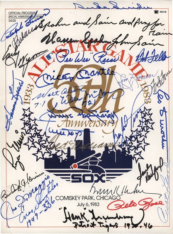 Baseball Autographs - Multi-Signed 1983 Baseball All-Star Game Program w/ Maris, Mantle and Williams