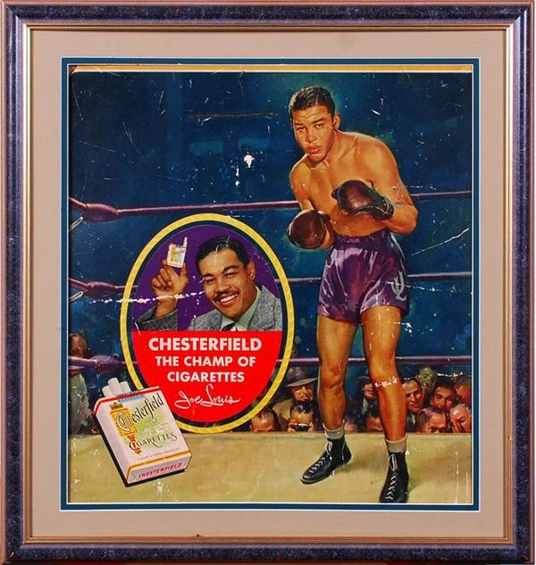 Muhammad Ali & Boxing - Joe Louis Chesterfield Cigarettes Advertising Sign