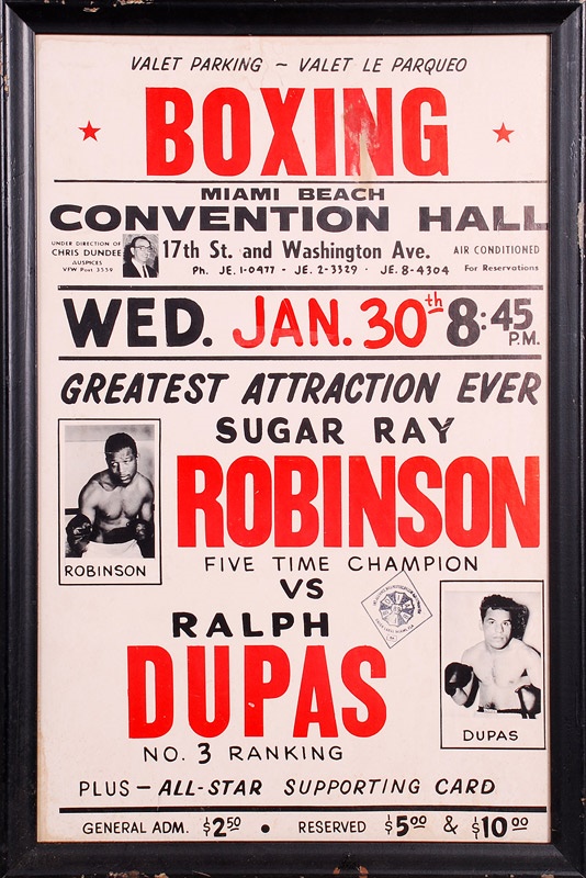 Muhammad Ali & Boxing - 1963 Sugar Ray Robinson vs. Ralph Dupas On Site Fight Poster