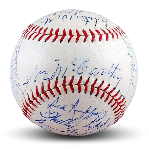 - 1950's New York Yankees Old Timers Signed Baseball with Frank Baker