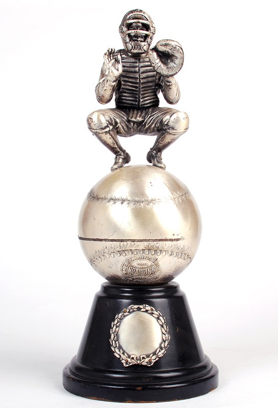 - 1920's Spalding Figural Catcher Trophy