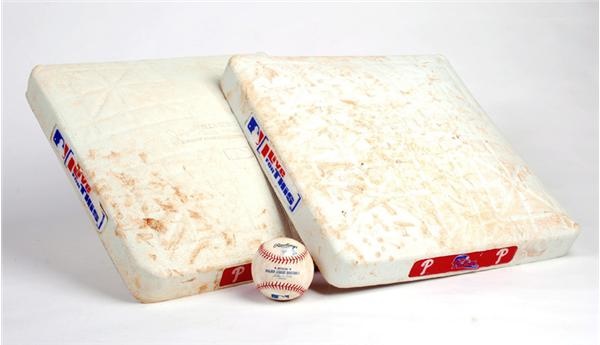- (3) Phillies 10,000th Loss Game Used Bases and Ball