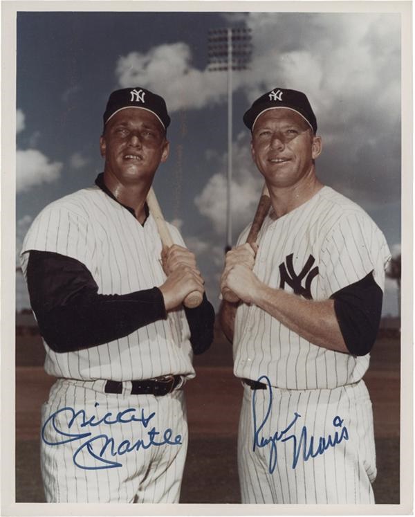 Baseball Autographs - Mickey Mantle and Roger Maris Signed 8 x 10 Color Photo