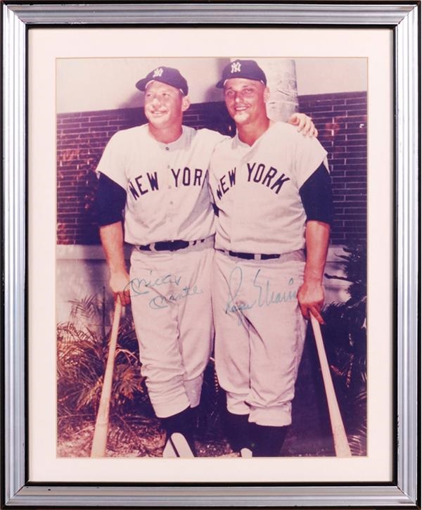 - Mickey Mantle and Roger Maris Signed Oversized 11 x14  Photo Framed