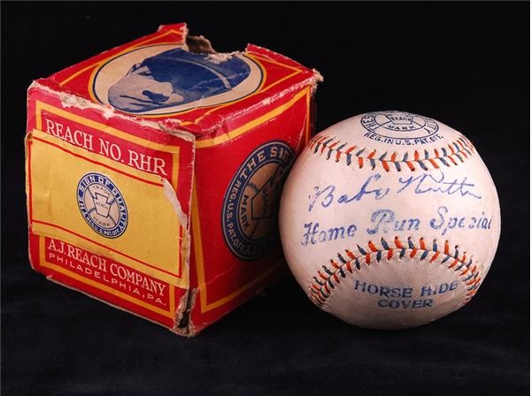 - Babe Ruth Home Run Special Baseball with Original Picture Box