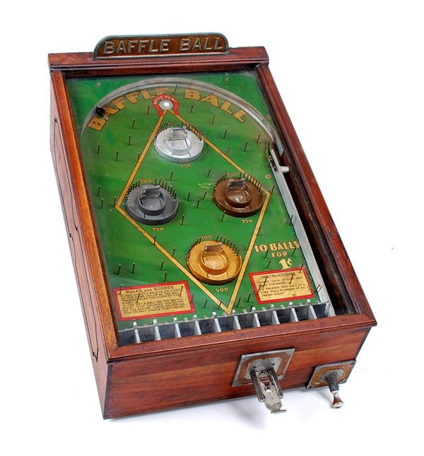 - 1930s "Baffle Ball" Baseball Coin-Op Machine