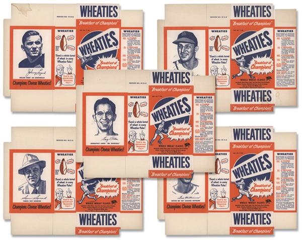 - 1951 Wheaties Trading Cards Complete Set on Full Boxes (6)