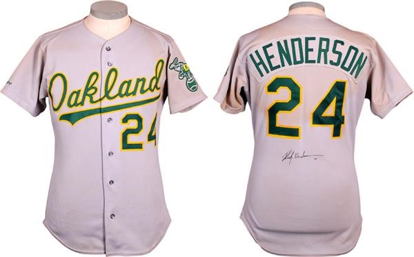 - 1991 Rickey Henderson Autographed Oakland A's Game Used Jersey