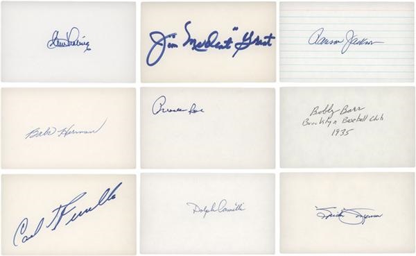 - Large Collection of Brooklyn and Los Angeles Dodgers Signed 3"x5" Index Cards (723)