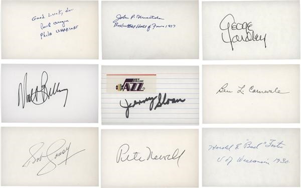 Collection of Signed Basketball 3x5" Index Cards (111)