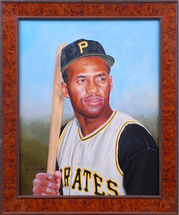 Roberto Clemente Original Painting by Cynthia Feustel