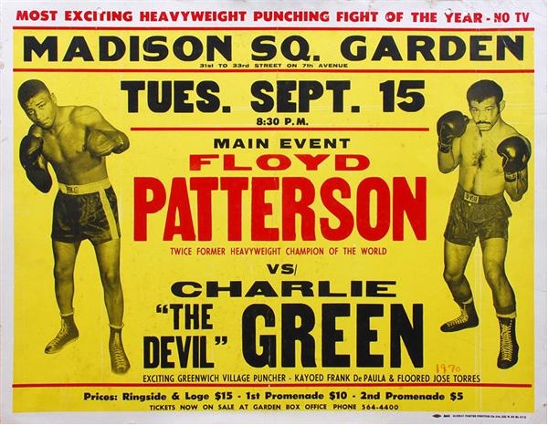 Muhammad Ali & Boxing - 1970 Floyd Patterson vs. Charlie Green On-Site Fight Poste
