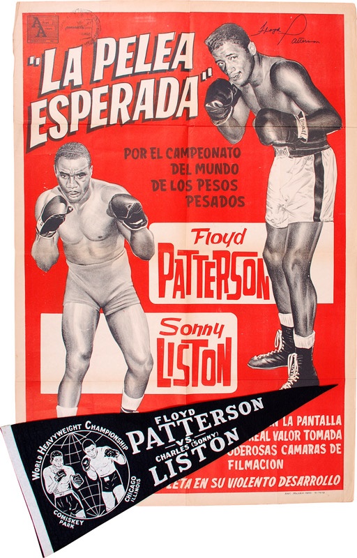 - 1962 Floyd Patterson vs. Sonny Liston Pennant and Fight Poster (2)