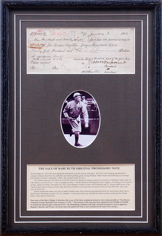- The Sale of Babe Ruth Promissory Note 1922
