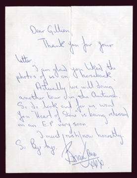 - The Rolling Stones Brian Jones Handwritten Letter, 1964 (5 1/2x7")