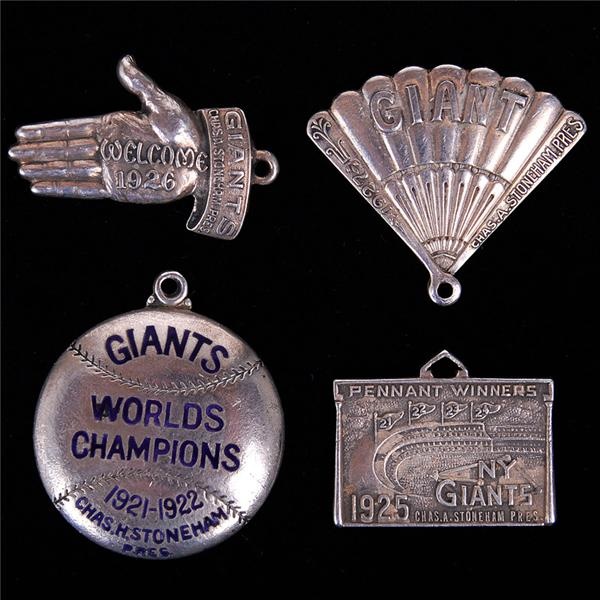 - 1923-1927 New York Giants Sterling Silver Season Passes (4)