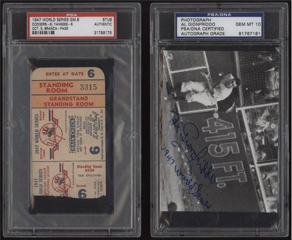 - Al Gionfriddo's Famous Catch Lot with World Series Ticket Stub (2)