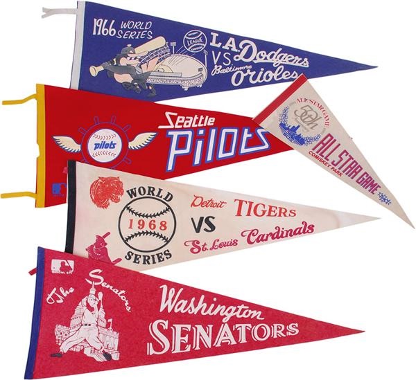- 1960s-1980s Baseball Pennants with World Series (13)
