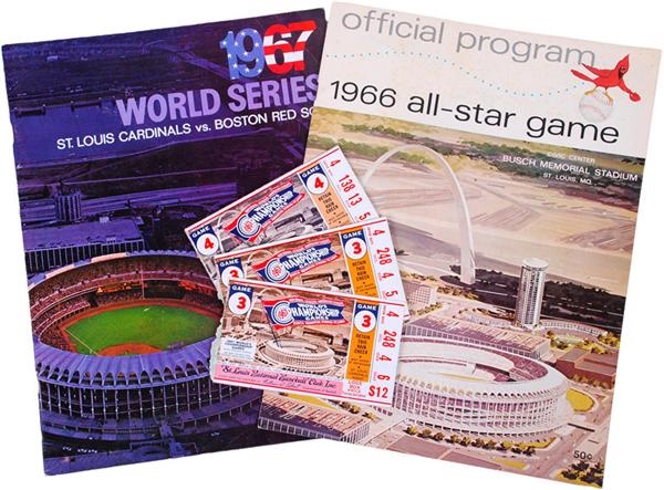 St. Louis Cardinals - 1967 World Series Program, Tickets  and 1966 All-Star Game Program (6)