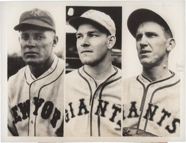Memorabilia Baseball Photographs - Singles - New York Giant Outfielders with Mel Ott (1934)