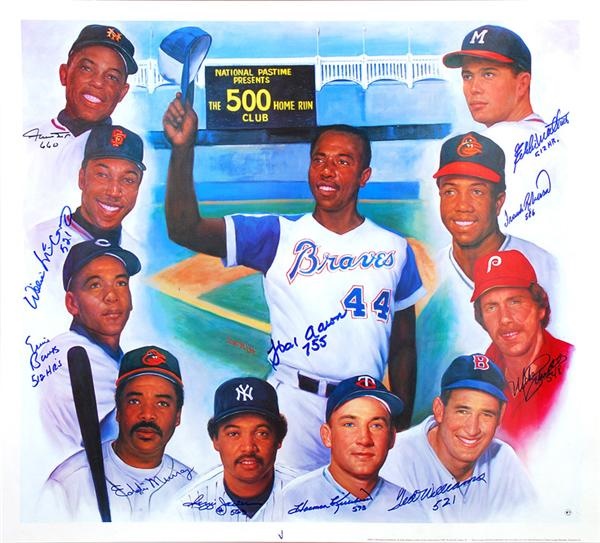 Baseball Autographs - 500 Home Run signed Print with Ted Williams