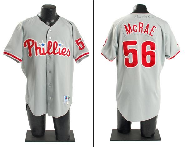 Baseball Equipment - Hal Mc Rae Signed Game Used Phillies Jersey
