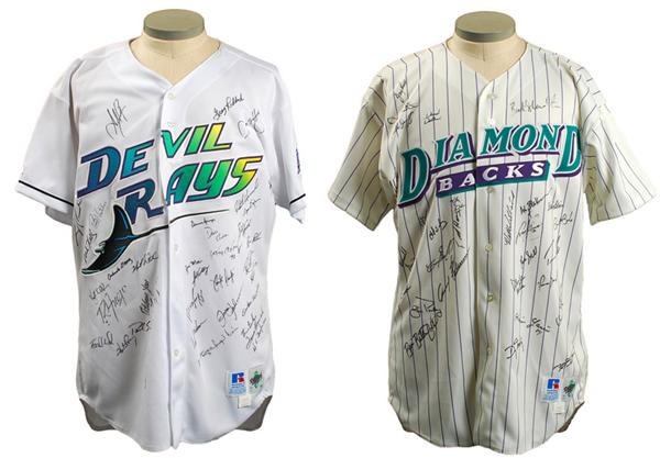 Baseball Equipment - 1998 Tampa Bays and Arizona Diamondbacks Signed Inaugural Season Jerseys