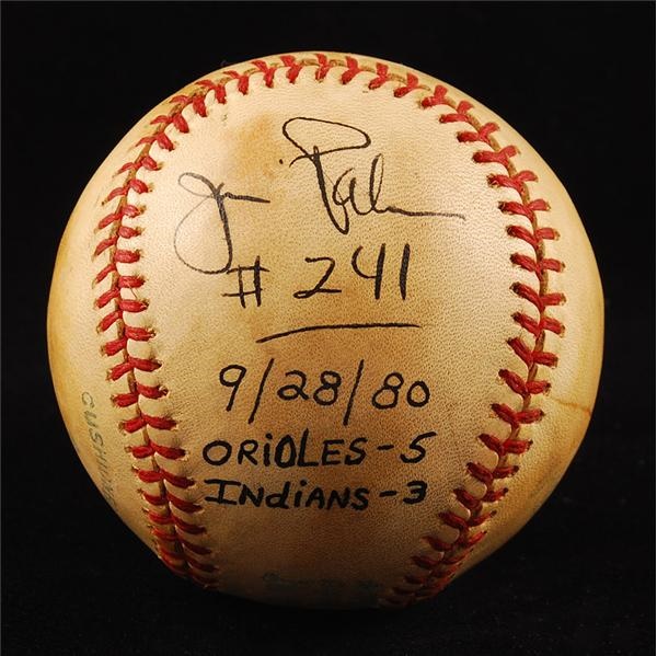 - Jim Palmer 241st Win Game Used and Signed Baseball