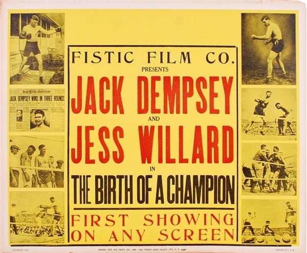 Muhammad Ali & Boxing - Jack Dempsey and Jess Willard Boxing Film Poster (1939)