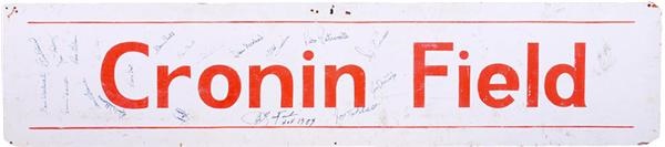 1967 Boston Red Sox Team Signed Cronin Field Large Stadium Sign